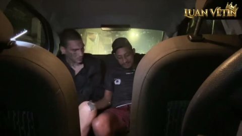 Two grown men masturbating in downtown So Paulo.