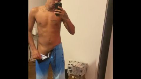 big dick showing off in the mirror