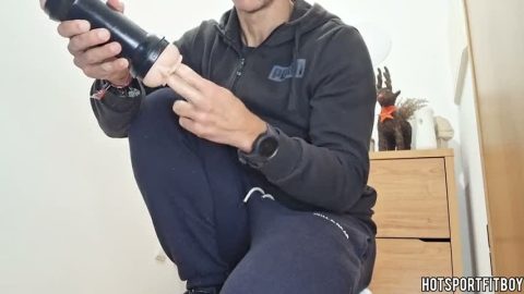 Risky Fleshlight Fuck at Friend’s House – Big Hard Cock cum inside- Licking toy Finger Ass