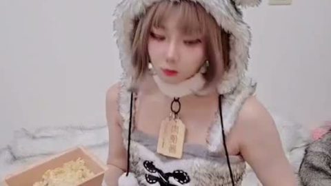 Femboy cosplaying in cute, fluffy beast outfit, Public toilet training: eating piss-soaked rice as